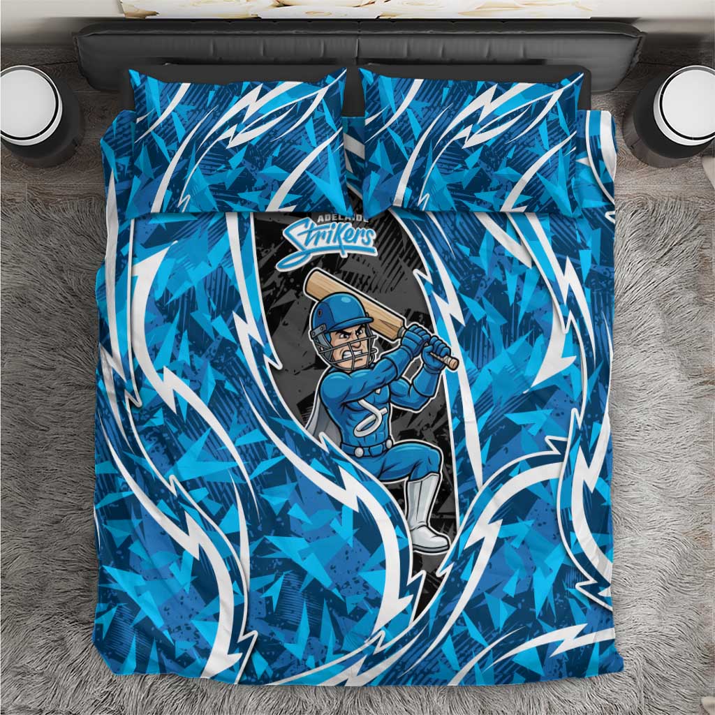 Adelaide Strikers Bedding Set Flaming Lightning Storm Geometric Sports Mascot Art