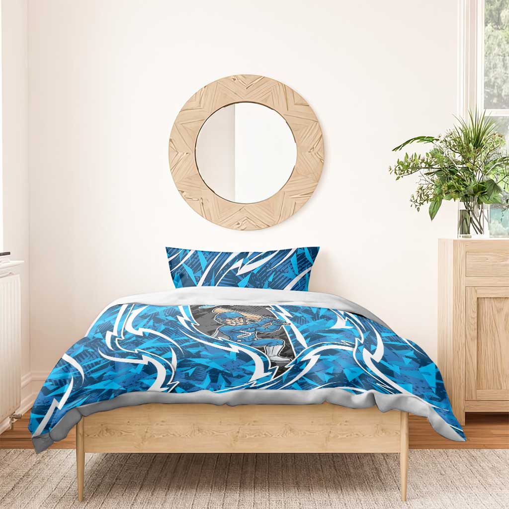 Adelaide Strikers Bedding Set Flaming Lightning Storm Geometric Sports Mascot Art