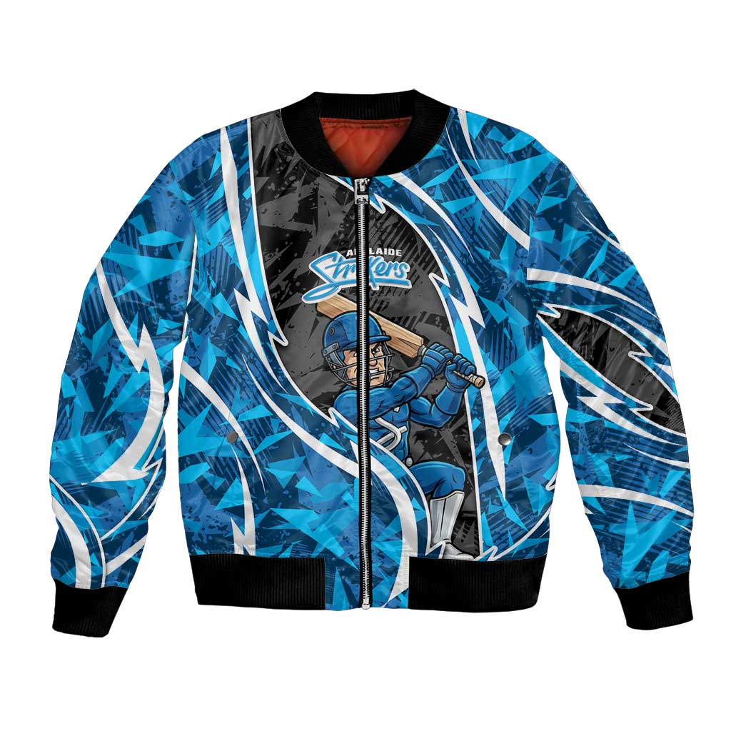 Adelaide Strikers Bomber Jacket Flaming Lightning Storm Geometric Sports Mascot Art