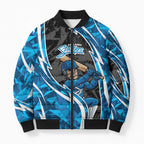 Adelaide Strikers Bomber Puffer Jacket Flaming Lightning Storm Geometric Sports Mascot Art