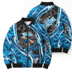Adelaide Strikers Bomber Puffer Jacket Flaming Lightning Storm Geometric Sports Mascot Art