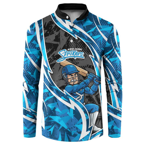 Adelaide Strikers Button Sweatshirt Flaming Lightning Storm Geometric Sports Mascot Art