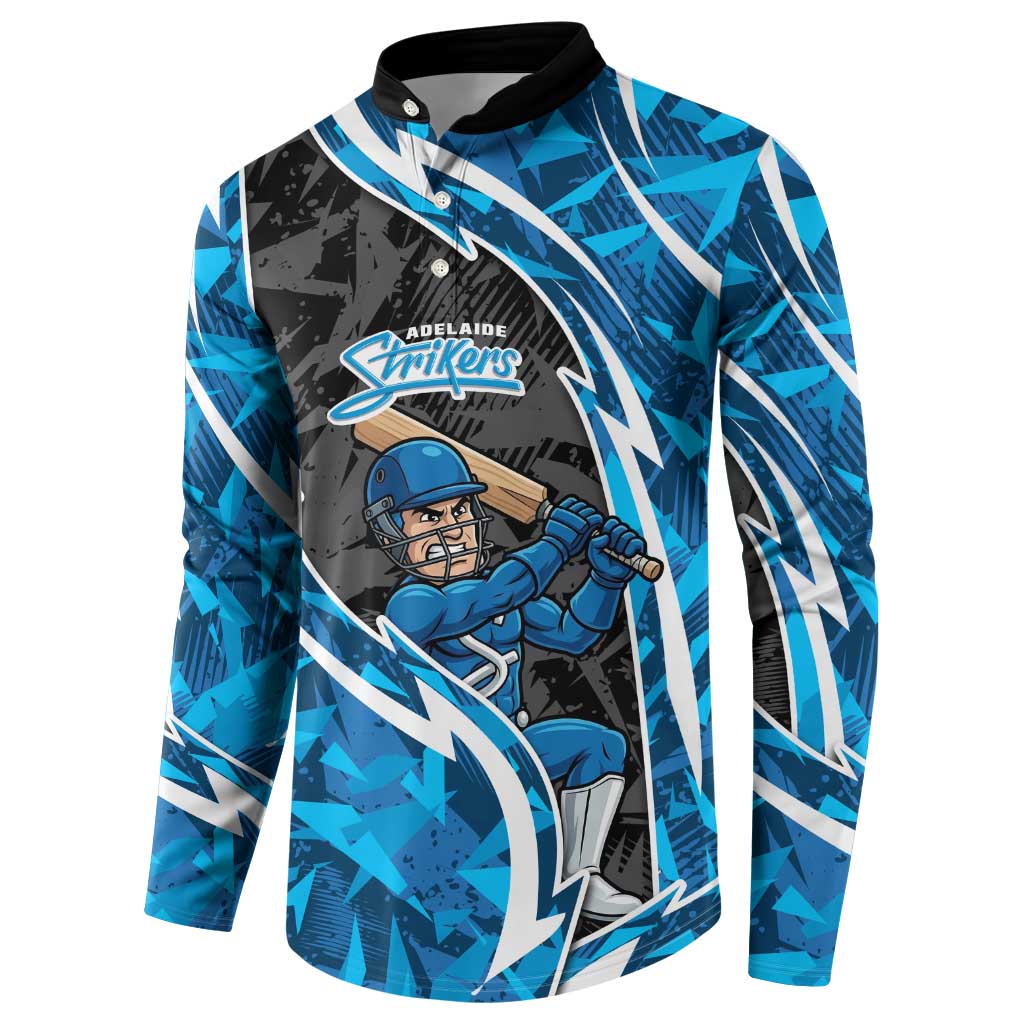 Adelaide Strikers Button Sweatshirt Flaming Lightning Storm Geometric Sports Mascot Art