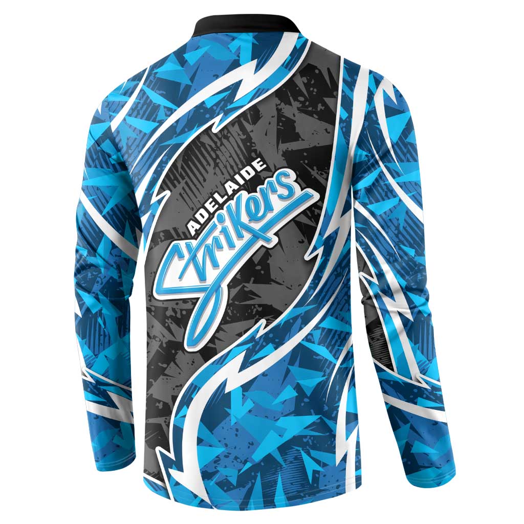 Adelaide Strikers Button Sweatshirt Flaming Lightning Storm Geometric Sports Mascot Art