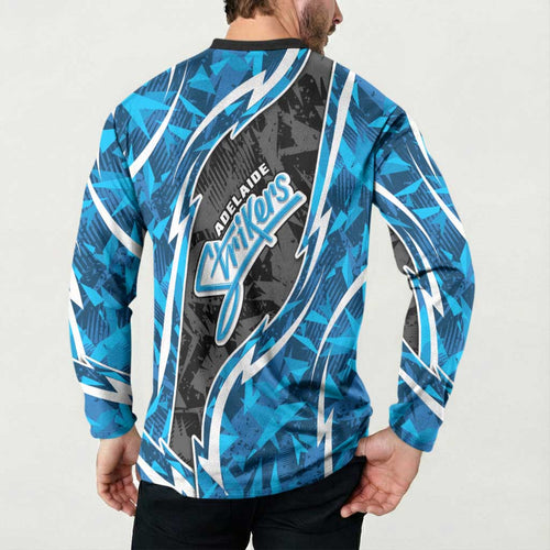 Adelaide Strikers Button Sweatshirt Flaming Lightning Storm Geometric Sports Mascot Art