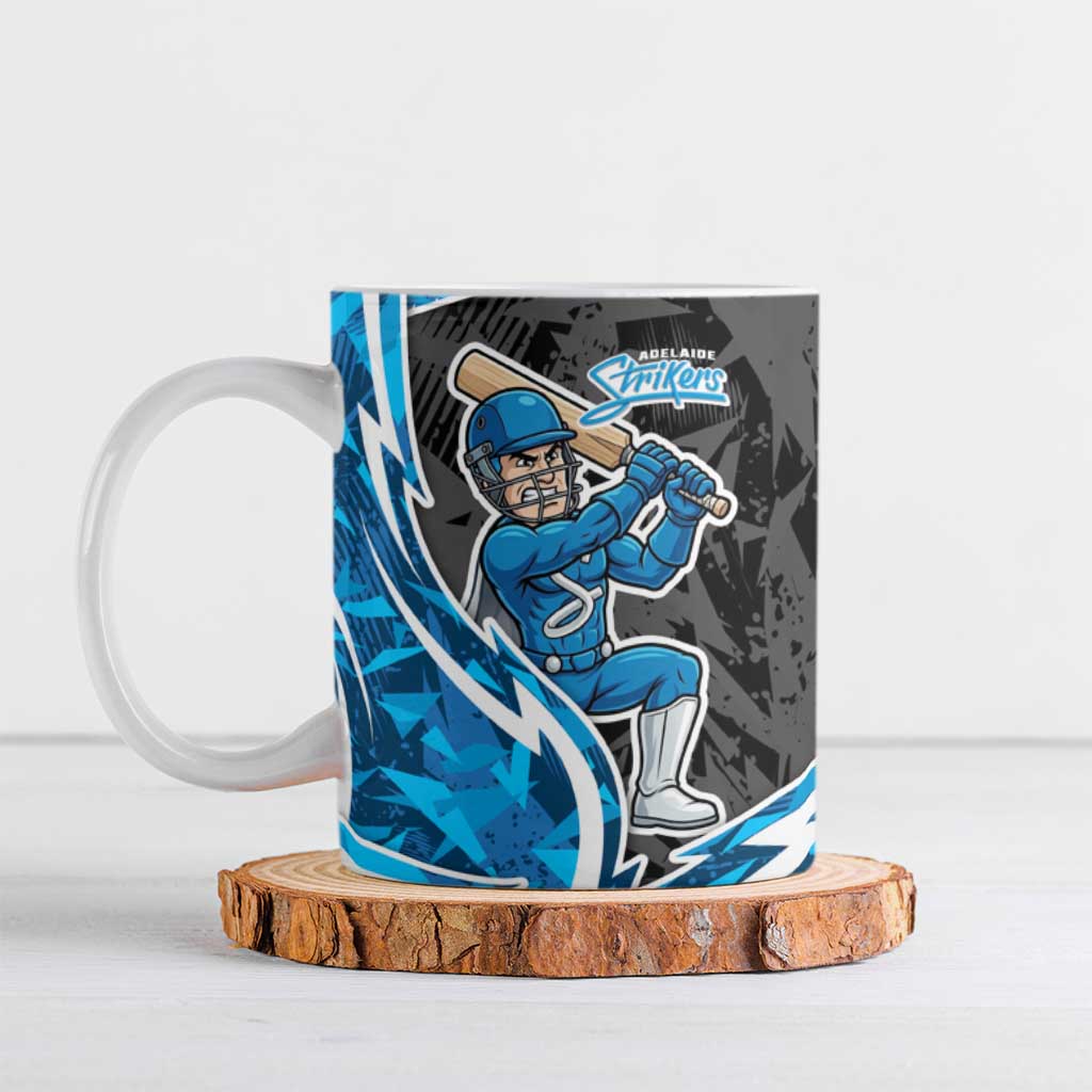 Adelaide Strikers Ceramic Mug Flaming Lightning Storm Geometric Sports Mascot Art