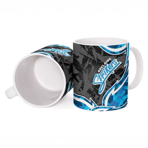Adelaide Strikers Ceramic Mug Flaming Lightning Storm Geometric Sports Mascot Art