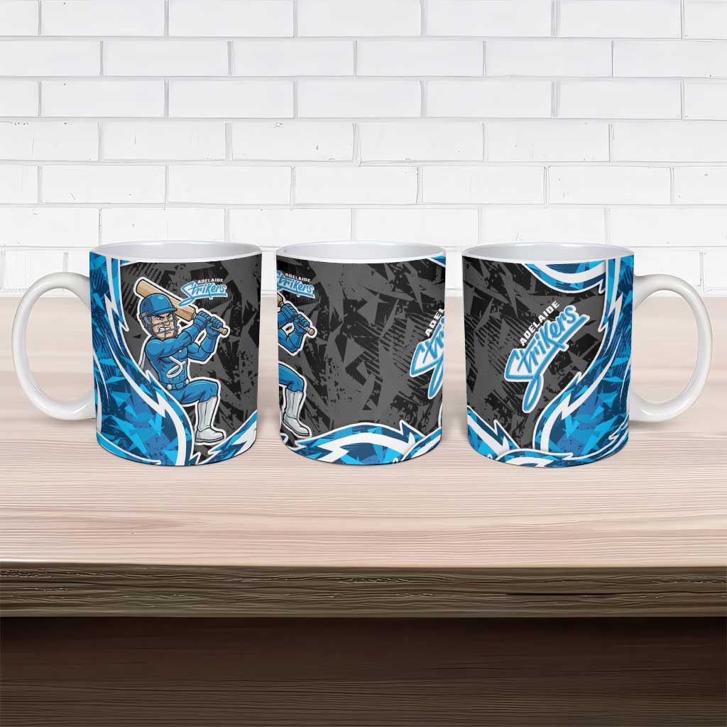 Adelaide Strikers Ceramic Mug Flaming Lightning Storm Geometric Sports Mascot Art