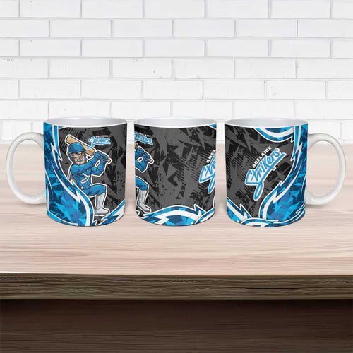 Adelaide Strikers Ceramic Mug Flaming Lightning Storm Geometric Sports Mascot Art