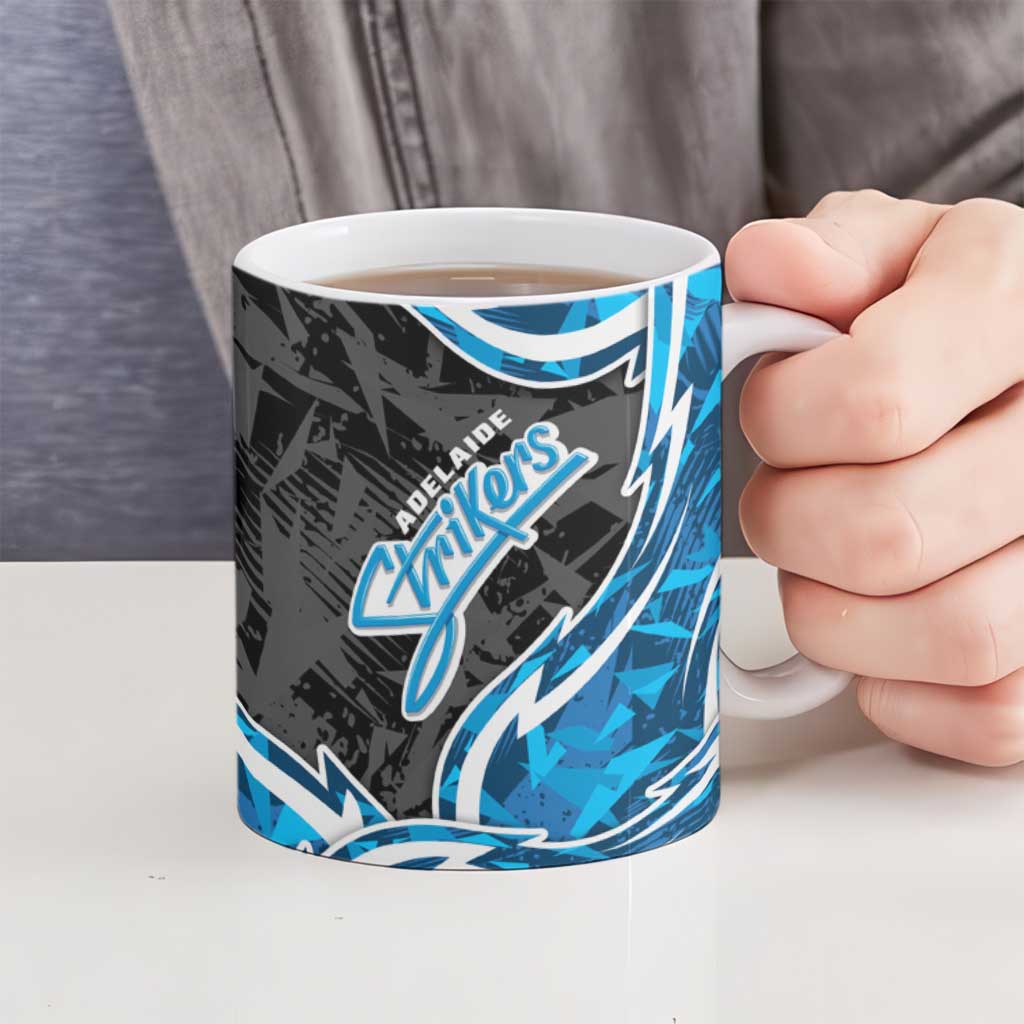 Adelaide Strikers Ceramic Mug Flaming Lightning Storm Geometric Sports Mascot Art