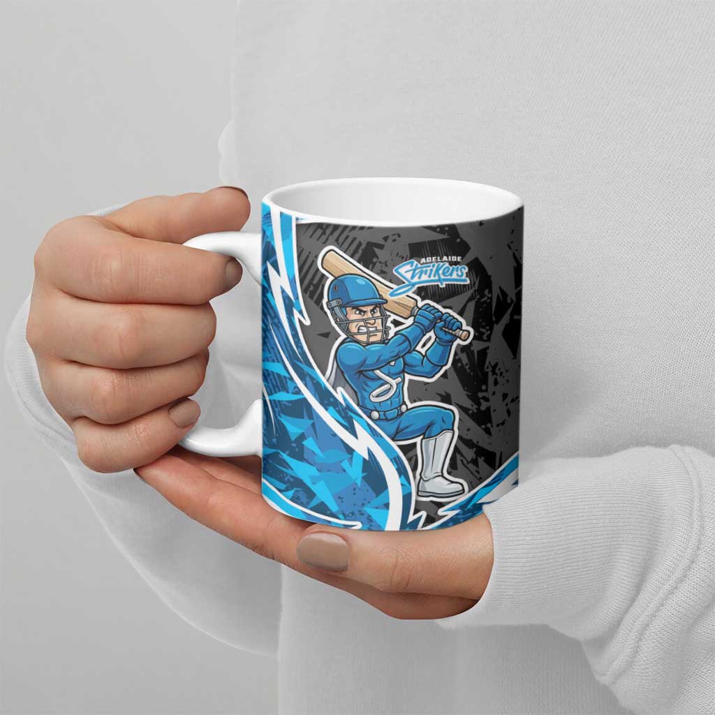 Adelaide Strikers Ceramic Mug Flaming Lightning Storm Geometric Sports Mascot Art