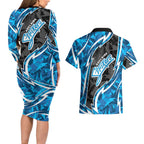 Adelaide Strikers Couples Matching Long Sleeve Bodycon Dress and Hawaiian Shirt Flaming Lightning Storm Geometric Sports Mascot Art