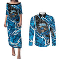 Adelaide Strikers Couples Matching Puletasi and Long Sleeve Button Shirt Flaming Lightning Storm Geometric Sports Mascot Art