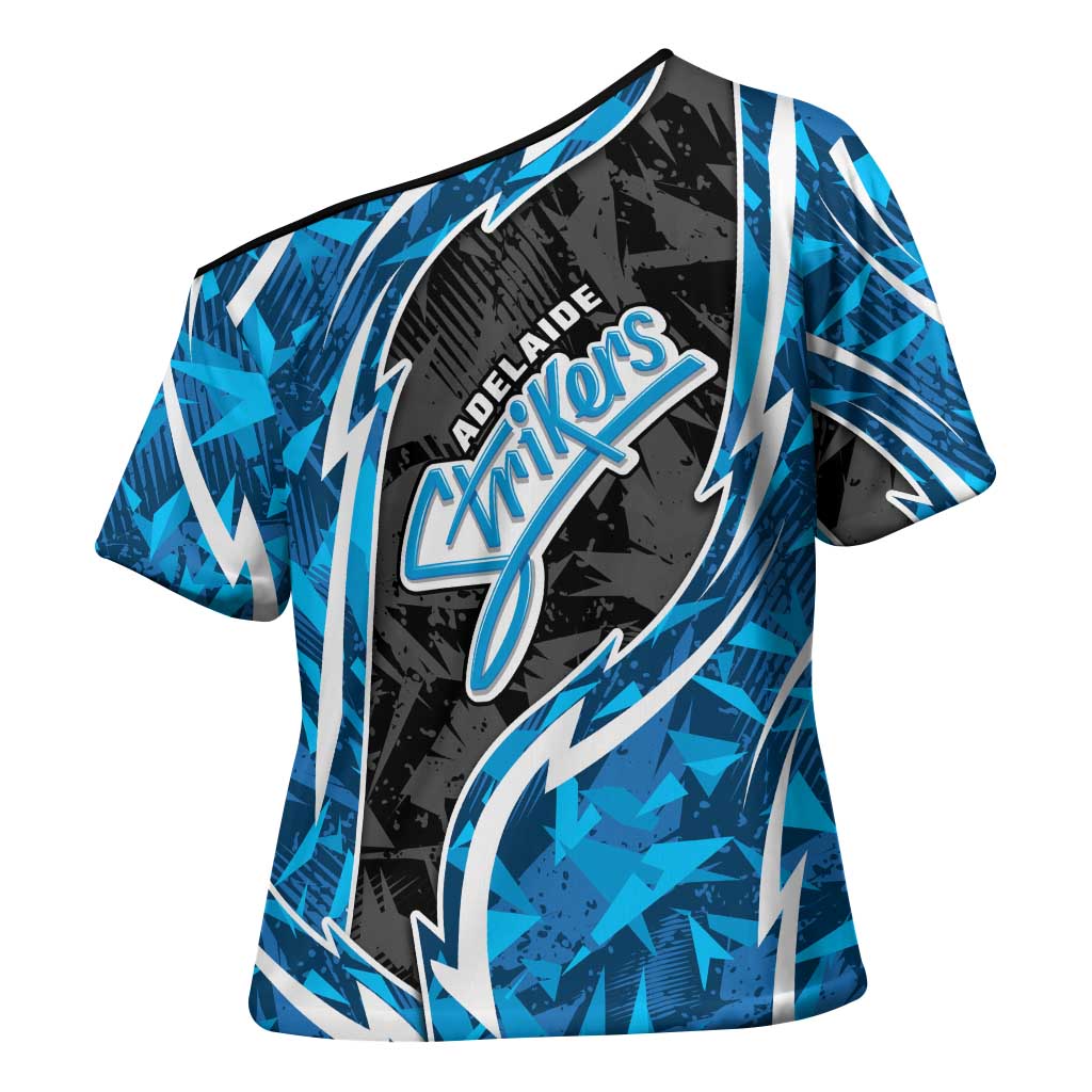 Adelaide Strikers Cross Shoulder Shirt Flaming Lightning Storm Geometric Sports Mascot Art