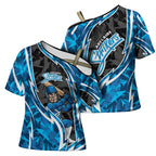 Adelaide Strikers Cross Shoulder Shirt Flaming Lightning Storm Geometric Sports Mascot Art