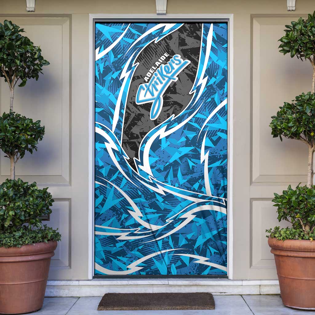 Adelaide Strikers Door Cover Flaming Lightning Storm Geometric Sports Mascot Art