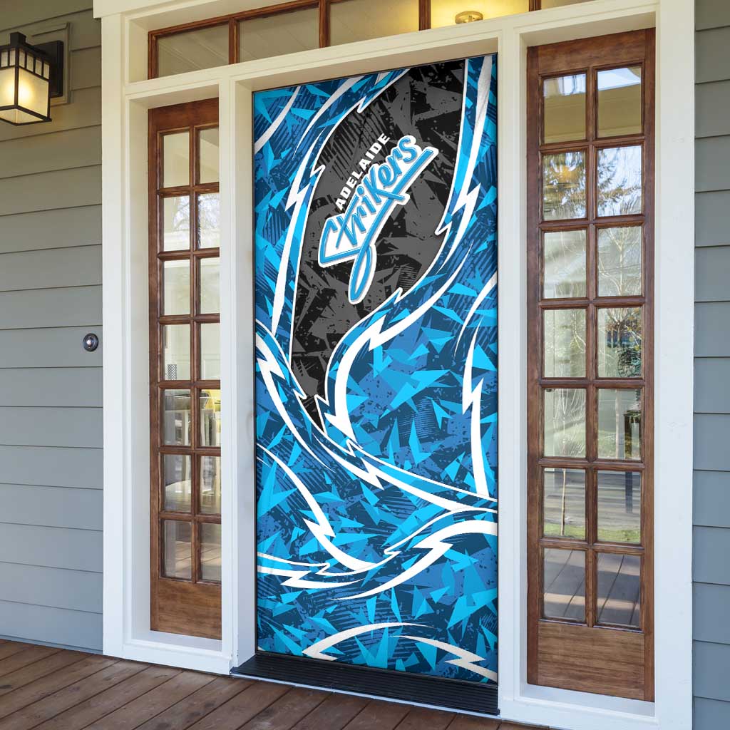 Adelaide Strikers Door Cover Flaming Lightning Storm Geometric Sports Mascot Art