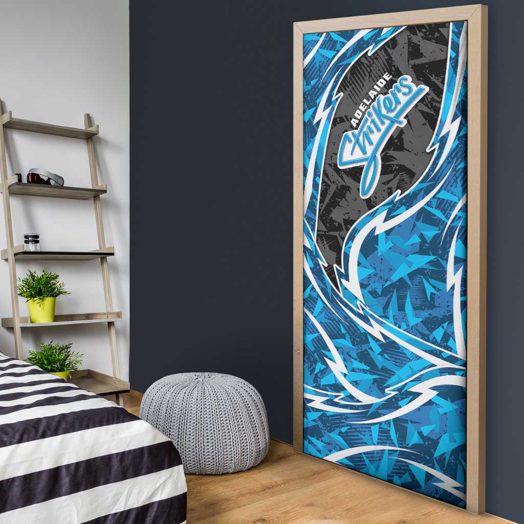 Adelaide Strikers Door Cover Flaming Lightning Storm Geometric Sports Mascot Art