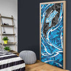 Adelaide Strikers Door Cover Flaming Lightning Storm Geometric Sports Mascot Art