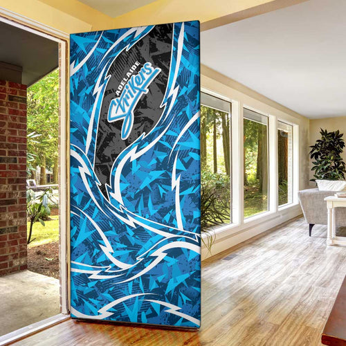 Adelaide Strikers Door Cover Flaming Lightning Storm Geometric Sports Mascot Art