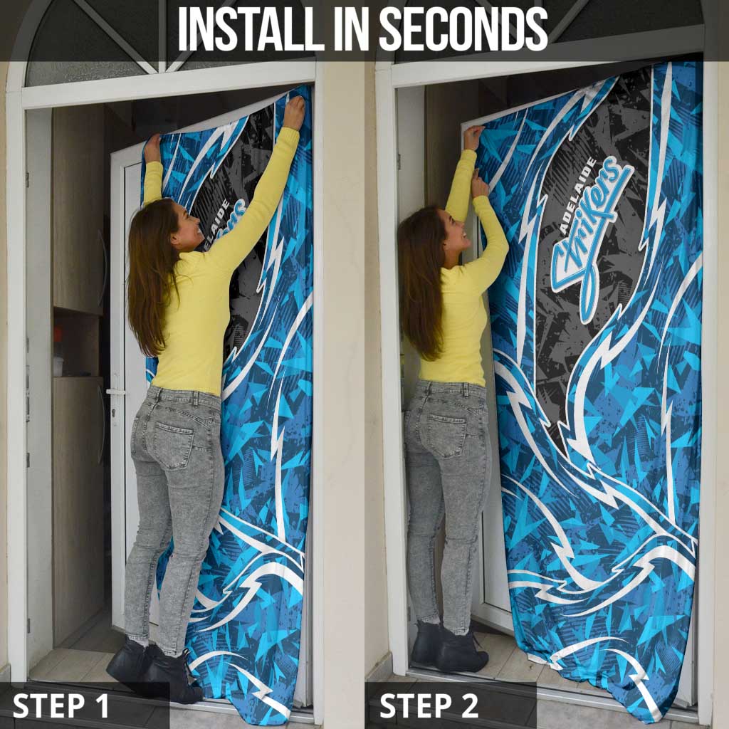 Adelaide Strikers Door Cover Flaming Lightning Storm Geometric Sports Mascot Art