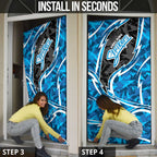 Adelaide Strikers Door Cover Flaming Lightning Storm Geometric Sports Mascot Art