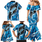 Adelaide Strikers Family Matching Mermaid Dress and Hawaiian Shirt Flaming Lightning Storm Geometric Sports Mascot Art