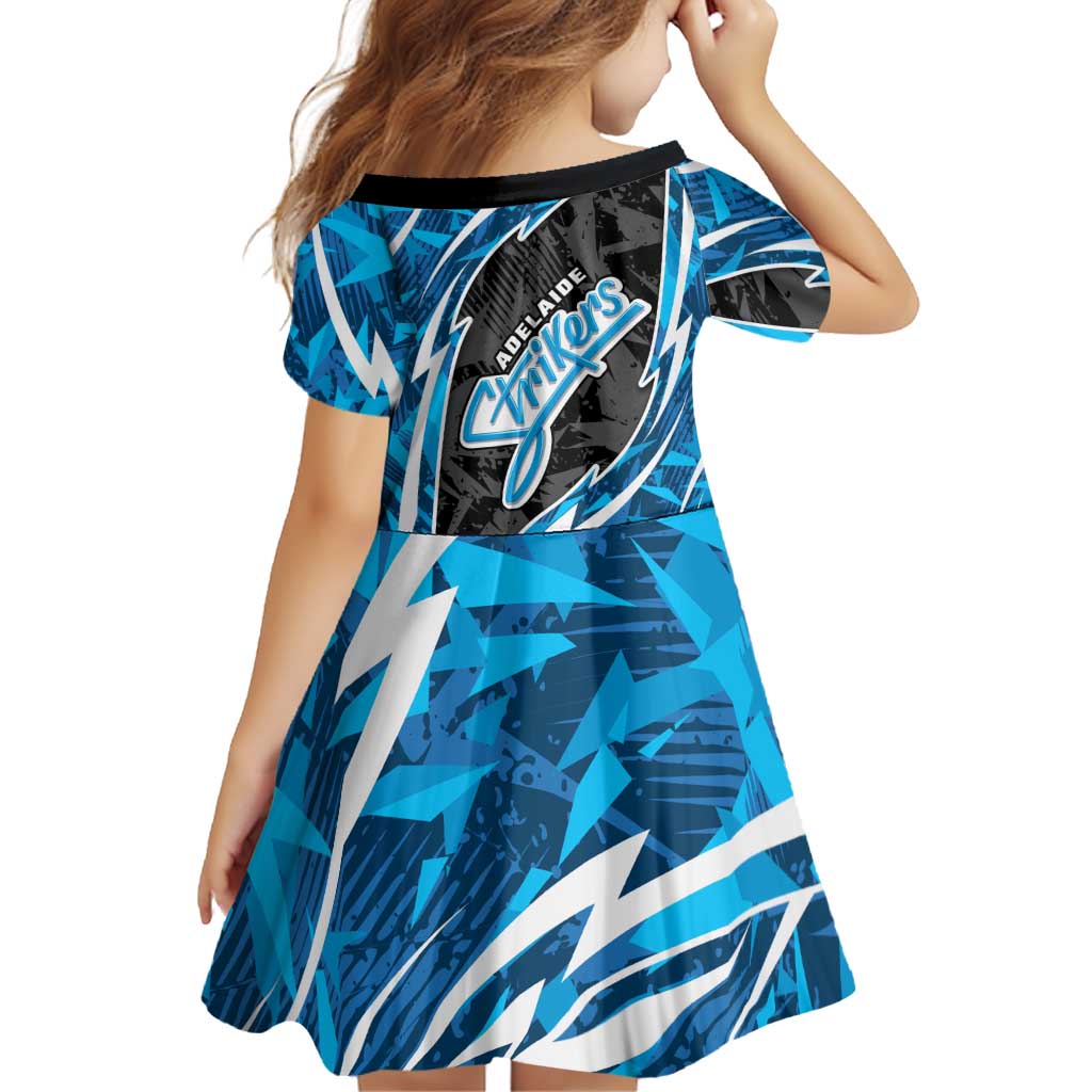 Adelaide Strikers Family Matching Off The Shoulder Long Sleeve Dress and Hawaiian Shirt Flaming Lightning Storm Geometric Sports Mascot Art