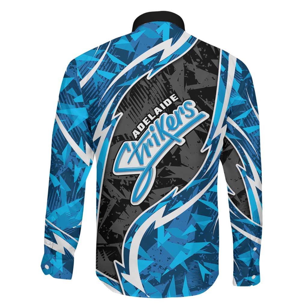 Adelaide Strikers Family Matching Off The Shoulder Long Sleeve Dress and Hawaiian Shirt Flaming Lightning Storm Geometric Sports Mascot Art