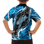 Adelaide Strikers Family Matching Off Shoulder Maxi Dress and Hawaiian Shirt Flaming Lightning Storm Geometric Sports Mascot Art
