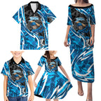 Adelaide Strikers Family Matching Puletasi and Hawaiian Shirt Flaming Lightning Storm Geometric Sports Mascot Art