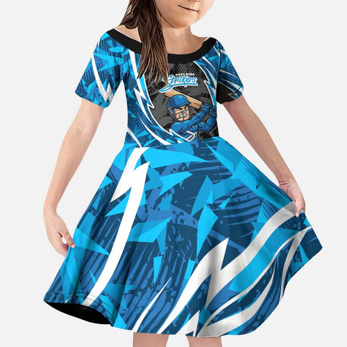Adelaide Strikers Family Matching Summer Maxi Dress and Hawaiian Shirt Flaming Lightning Storm Geometric Sports Mascot Art
