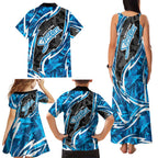 Adelaide Strikers Family Matching Tank Maxi Dress and Hawaiian Shirt Flaming Lightning Storm Geometric Sports Mascot Art