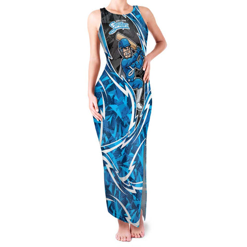 Adelaide Strikers Family Matching Tank Maxi Dress and Hawaiian Shirt Flaming Lightning Storm Geometric Sports Mascot Art