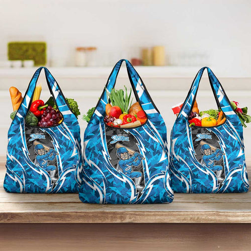 Adelaide Strikers Grocery Bag Flaming Lightning Storm Geometric Sports Mascot Art