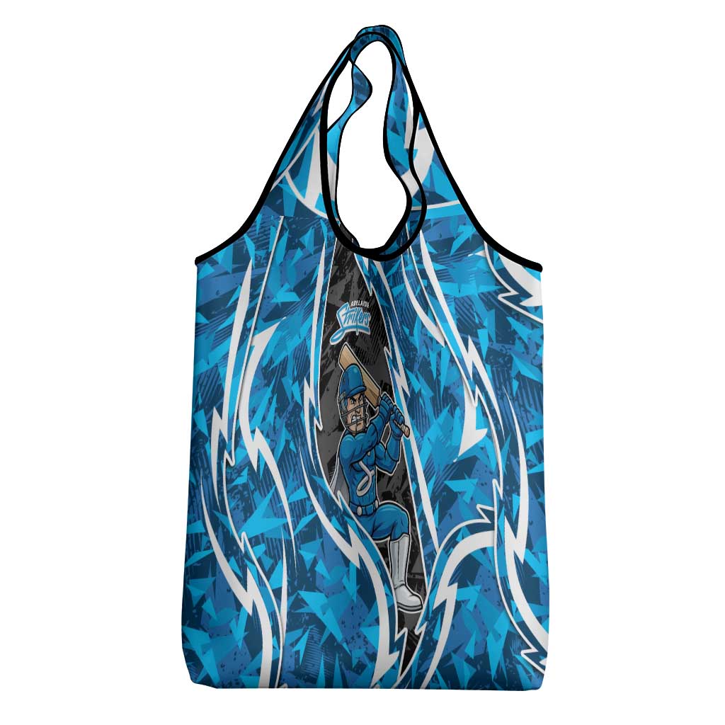 Adelaide Strikers Grocery Bag Flaming Lightning Storm Geometric Sports Mascot Art