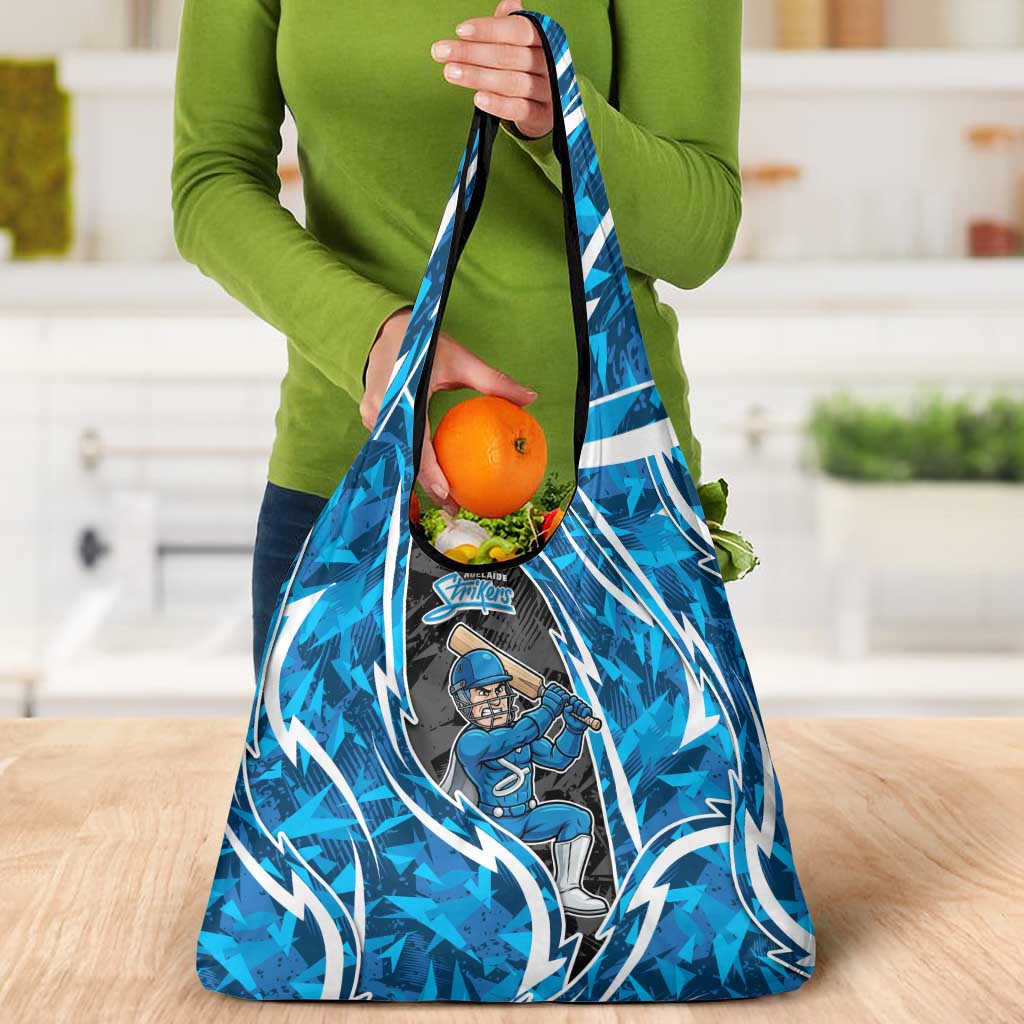 Adelaide Strikers Grocery Bag Flaming Lightning Storm Geometric Sports Mascot Art