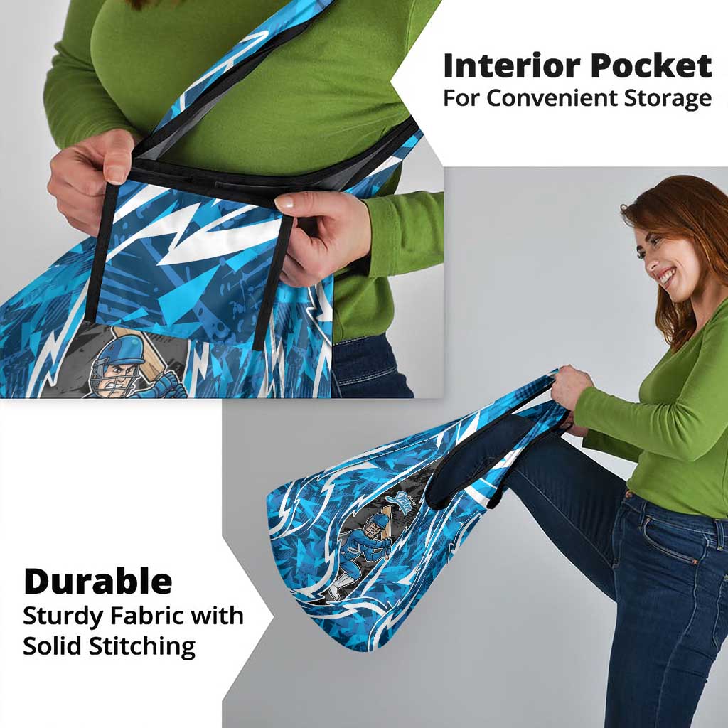 Adelaide Strikers Grocery Bag Flaming Lightning Storm Geometric Sports Mascot Art