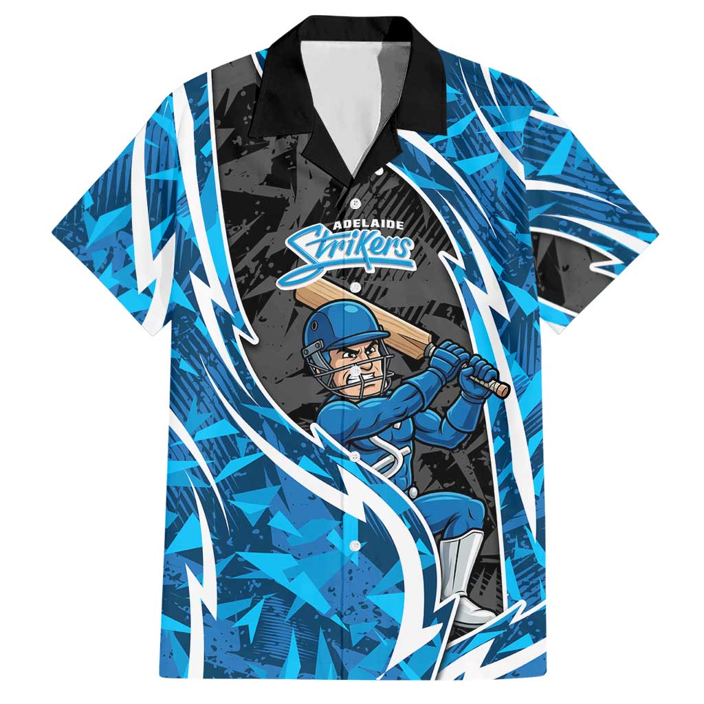 Adelaide Strikers Hawaiian Shirt Flaming Lightning Storm Geometric Sports Mascot Art