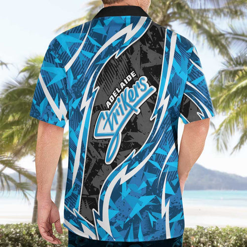 Adelaide Strikers Hawaiian Shirt Flaming Lightning Storm Geometric Sports Mascot Art