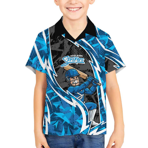 Adelaide Strikers Hawaiian Shirt Flaming Lightning Storm Geometric Sports Mascot Art