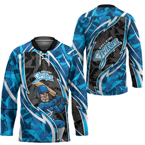 Adelaide Strikers Hockey Jersey Flaming Lightning Storm Geometric Sports Mascot Art