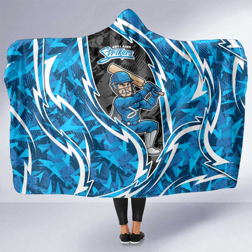 Adelaide Strikers Hooded Blanket Flaming Lightning Storm Geometric Sports Mascot Art