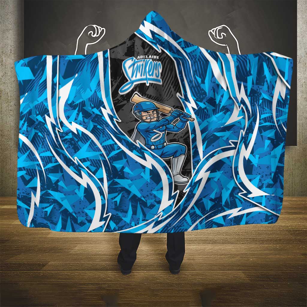 Adelaide Strikers Hooded Blanket Flaming Lightning Storm Geometric Sports Mascot Art