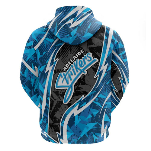 Adelaide Strikers Hoodie Flaming Lightning Storm Geometric Sports Mascot Art