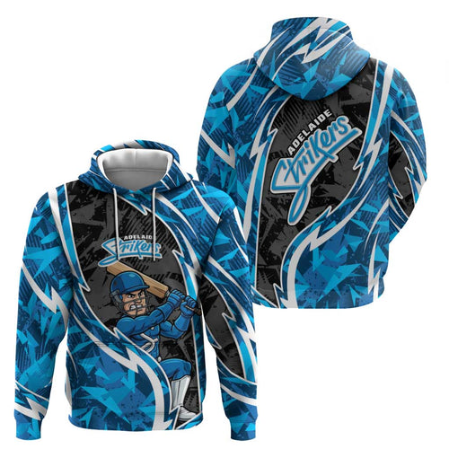Adelaide Strikers Hoodie Flaming Lightning Storm Geometric Sports Mascot Art