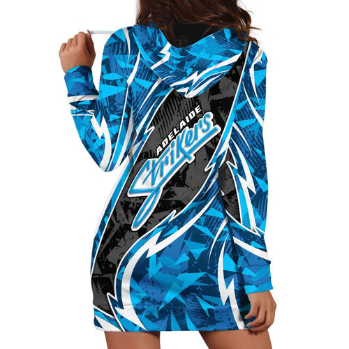 Adelaide Strikers Hoodie Dress Flaming Lightning Storm Geometric Sports Mascot Art