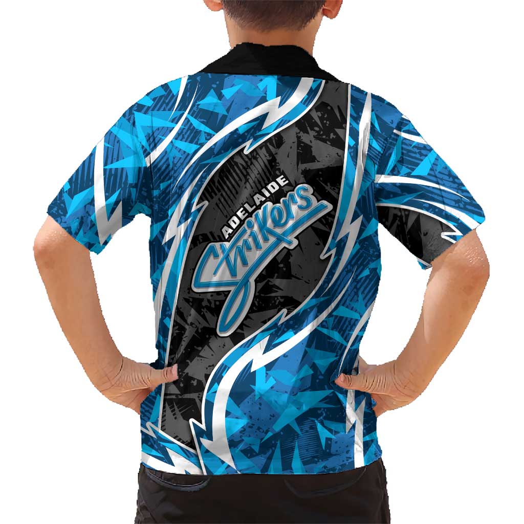 Adelaide Strikers Kid Hawaiian Shirt Flaming Lightning Storm Geometric Sports Mascot Art