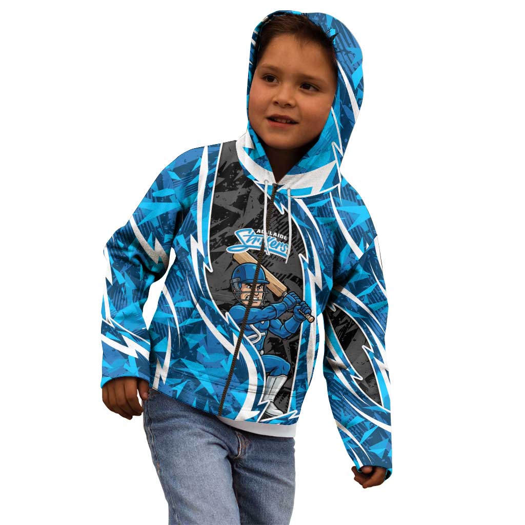 Adelaide Strikers Kid Hoodie Flaming Lightning Storm Geometric Sports Mascot Art