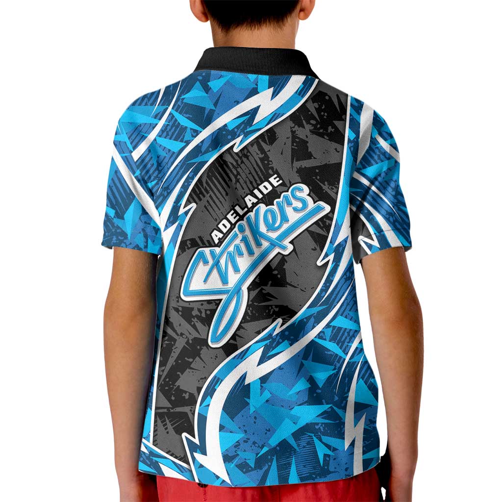 Adelaide Strikers Kid Polo Shirt Flaming Lightning Storm Geometric Sports Mascot Art